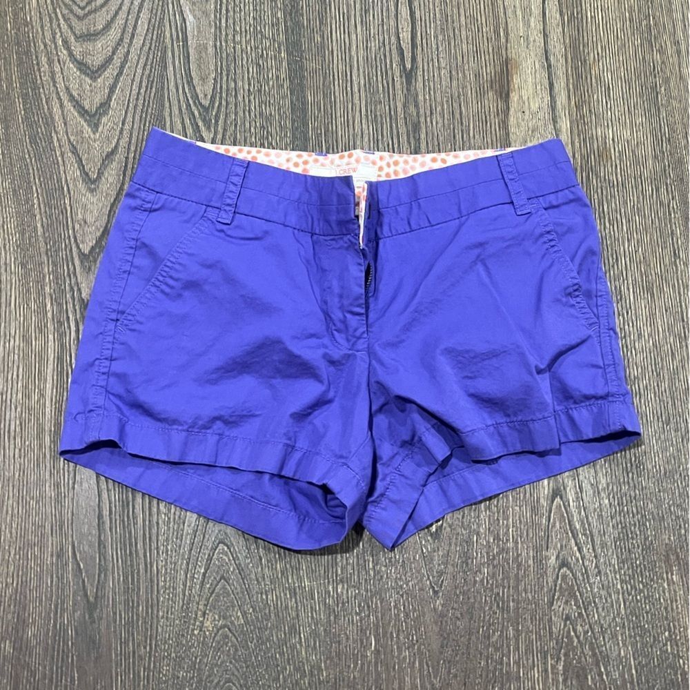 J Crew Shorts 3" Chino Broken In Mid Rise Flat Front 100% Cotton Blue Size 2